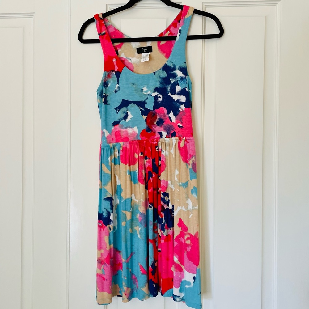 Aqua Floral Fit and Flare Dress